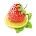 Isolated strawberry and lemon