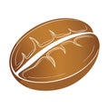 Isolated stylized graphic of single coffee bean on white background, cafe beverage ingredient Royalty Free Stock Photo