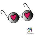 Isolated sun glasses with pink hearts