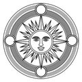 Isolated sun inside compass design Royalty Free Stock Photo