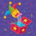 Isolated surprise box with a jester hat April fool template Vector