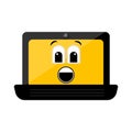 Isolated surprised laptop emote