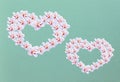 Isolated sweet pink flower plumeria in heart pattern bunch