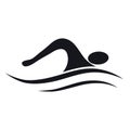 Isolated swim icon. Black silhouette of man swimming in the wave Royalty Free Stock Photo