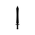 An isolated sword icon on a white background. Fantasy Warrior Silhouette design weapons. Logo Vector illustration. Royalty Free Stock Photo