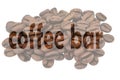 Symbol Coffee bar with image of coffee beans and highlighted text Coffee bar Royalty Free Stock Photo