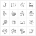 Isolated Symbols Set of 16 Simple Line Icons of folder, internet, arrow, websites, web Royalty Free Stock Photo