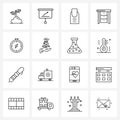 Isolated Symbols Set of 16 Simple Line Icons of house, furniture, beauty, drawers, business