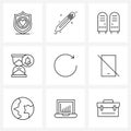 Isolated Symbols Set of 9 Simple Line Icons of load, schedule, education, clock, university