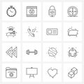 Isolated Symbols Set of 16 Simple Line Icons of profile, lock, avatar, personalization