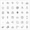 Isolated Symbols Set of 36 Simple Line Icons of shell, cells, balloon, shell, delete