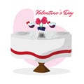 Isolated table with a romantic dinner and wine Valentine day Vector