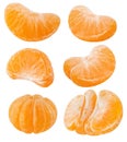 Isolated tangerine (mandarin). Slices of citrus fruit isolated on white background. Tangerine, mandarin, clementine.
