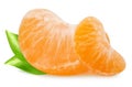 Isolated tangerine or mandarin. Slices of citrus fruits isolated on white background. Royalty Free Stock Photo