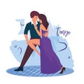 Isolated tango dancing couple Argentinian culture Vector