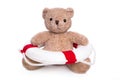 Isolated teddy bear - concept for swimming course. Royalty Free Stock Photo