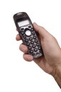 Isolated telephone in man's hand + clipping path