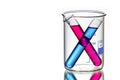 Isolated Test Tubes in Beaker Creating Big X