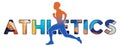 Isolated text ATHLETICS on Withe Background - Long Distance Running - Color Icon Gradient Silhouette Figure of a Male Running Royalty Free Stock Photo