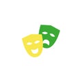 Isolated theatre masks flat design