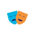 Isolated theatre masks flat design