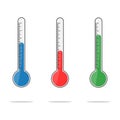 Isolated thermometers in different colors