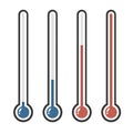 Isolated thermometers in different colors.