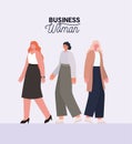 Isolated three businesswomen cartoons vector design