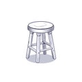 Isolated three-legged stool with rounded seat and light shadow Royalty Free Stock Photo