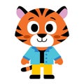 Isolated tiger happy cartoon kawaii Vector