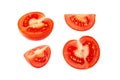 Isolated tomato cut set on white background Royalty Free Stock Photo