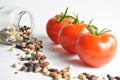 Isolated tomatoes and cooking bean