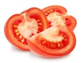 Isolated Tomatoes. Fresh Tomato slices isolated on white, with clipping path. Royalty Free Stock Photo