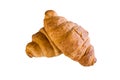 Isolated Top View Freshly Croissant on White Background.