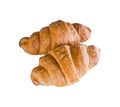 Isolated Top View Freshly Croissant on White Background.