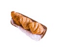 Isolated Top View Freshly Croissant on White Background.