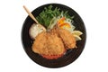 Isolated top view of Fried tempura whiting fish or asohos.