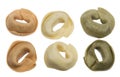 Isolated tortellini tricolore pasta Royalty Free Stock Photo