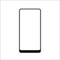 Isolated touchscreen black smartphone with bottom bezel on white background Illustration