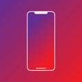 Isolated touchscreen white bezel less smartphone gradient background Illustration.