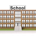 Isolated town school building with brick facade Royalty Free Stock Photo