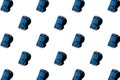 Isolated toy retro blue car in seamless pattern on white background Royalty Free Stock Photo