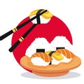 Isolated traditional japanese onigiri and sushi food Vector