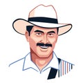 Isolated traditional paisa man Colombian folklore Vector