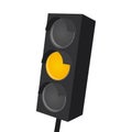 Isolated traffic light with yellow light on Royalty Free Stock Photo