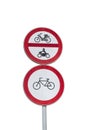 Traffic signs - forbidden for the bikes and motorbikes.