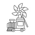 Isolated train and pinwheel toy vector design