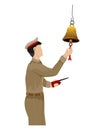 Train staff man  ring the bell on white background vector design Royalty Free Stock Photo