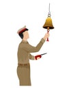 Train staff man ring the bell on white background vector design