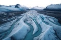 isolated transparent PNG of a frozen blue cold alien planet. melting ice rivers.